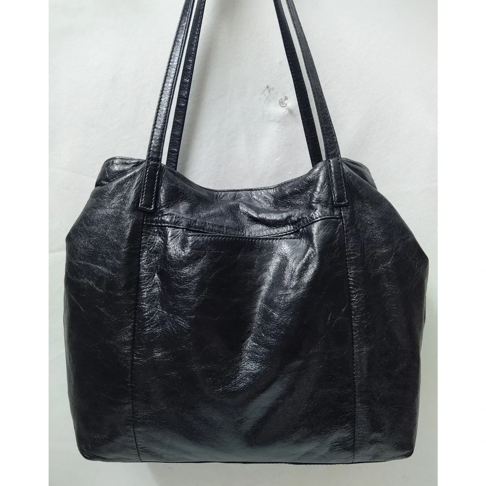 HOBO Black Leather Double Handles Shoulder Bag